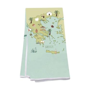 Imagem de VAMSII Presentes de lembrança grega, mapa da Grécia, toalha de cozinha, presente para amantes de vocação, presente grego de lua de mel (USGreeceMapTowel)