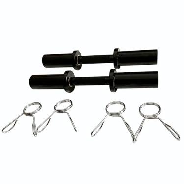 Imagem de qibylift Cabo de haltere olímpico com barra de haltere carregável, serve para placas de peso de 5 cm, ideal para casa, academia, treinamento de força, halteres, conjunto de 2 (preto)