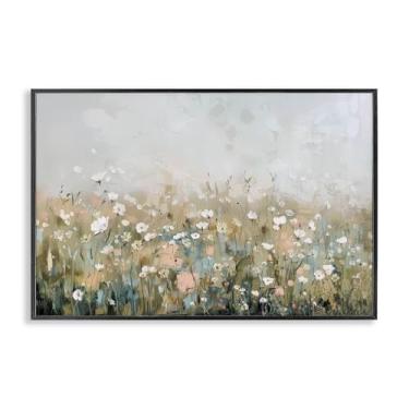 Imagem de Stupell Industries Pastel Meadow Wildflowers Design de arte giclée emoldurado preto por Elara Yasna, 12 x 18
