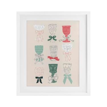 Imagem de Stupell Industries Estampa emoldurada branca de cálice e taças de coquetel de férias por Krissy Mast, 40 x 33