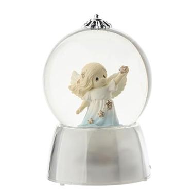 Imagem de Caixa musical Dreamy Starlight Floco de neve bola de cristal caixa de música, globo de neve com luzes coloridas para presentes de festa de Natal, decoração de Natal