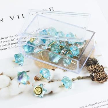 Imagem de Buqoo 20 Peças De Alfinetes Decorativos Fofos, Estrela Pentagrama Azul Para Quadro Avisos, Tachinhas, Quadros Cortiça, Tapeçarias Parede E Mapa, Decoração Mesa Trabalho Ou Casa