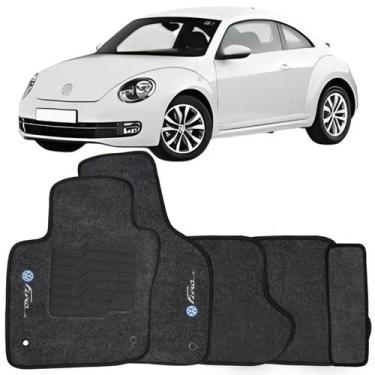 Imagem de Tapete Carpete Fusca 2013 à 2016 Grafite Logo Bordado Jogo 5 Peças Eco