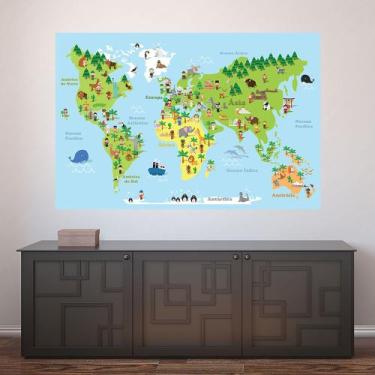 Imagem de Painel Adesivo de Parede - Mapa Mundi - Mundo - Infantil - 1810png - A