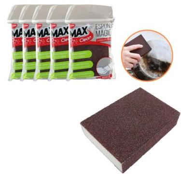 Imagem de Kit c/ 5 Esponjas Mágicas de Limpeza Pesada Max Clean Faxina Ferrugem 