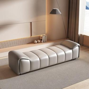 Imagem de Banco de armazenamento de extremidade da cama banco de cabeceira de couro simples moderno banco de cabeceira leve bengaleiro luxuoso banco longo banco de sapato banco de cabeceira banco de cama (cinza
