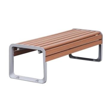 Imagem de YAYAOVP-24927 Banco externo de parque ao ar livre, assentos de lazer WoodGarden, com pernas de cadeira de alumínio fundido, sem encosto, assentos de lazer e jardim (médio)