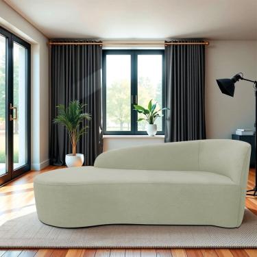 Imagem de Recamier Curvo Orgânico 160cm 2 Lugares Lado Esquerdo para Sala de Estar Bouclé Paris Verde Oliva