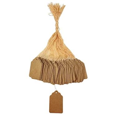 Imagem de Pacote com 100 etiquetas de presente Kraft com etiquetas de preço para exibição de etiquetas penduradas para artesanato e presentes. Personalize e compre sua mercadoria, 2 1/4" x 1 1/2"