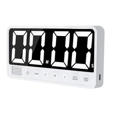 Imagem de Asixxsix Timer de Cozinha Digital, Timer de Contagem de Contagem Regressiva de 99 Horas de 59 Minutos Com Tela LED Grande, 6 Alarmes, 4 Níveis de Volume e Função de Memória (Branco)