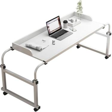 Imagem de Mesa De Cama Mesa De Cama Rolante Computador Móvel Laptop Mesa Com Rodas Para Cama Dupla Queen King Size Estrutura De Cama, White