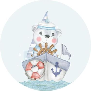 Imagem de Painel de Tecido Sublimado Redondo Ursinho Marinheiro Aquarela C / Elá