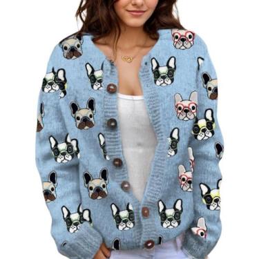 Imagem de Suéter de malha feminino Akivide com estampa floral de outono