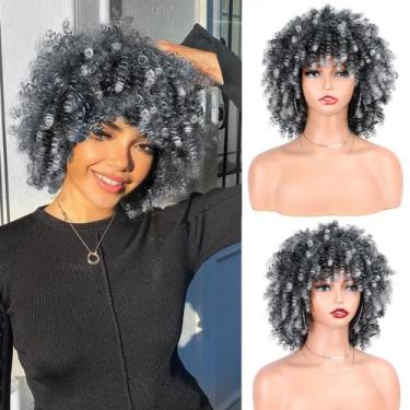 Imagem de Peruca Vitorish Curly Ombre Grey Afro Bomb Curly 25cm 230g