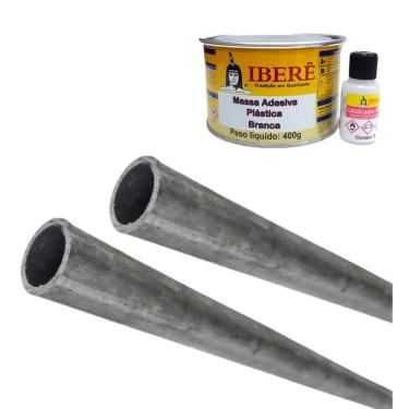 Imagem de Tubo Aço Ferro Apoio Pia Bancada 3/4 X 60Cm + Massa Ibere