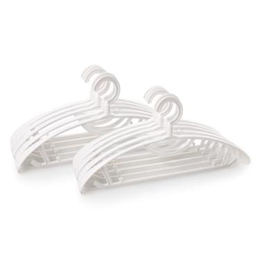Imagem de Pacote com 10 cabides de plástico, leve, de ombro largo, antiderrapante, com rotação de 360°, cabides de terno para casacos grossos, jaqueta, uso diário (branco)