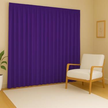 Imagem de Cortina Versátil 3,00 x 2,80 Tecido Leve, Decoração Sofisticada para Sala e Quarto (ROXO)