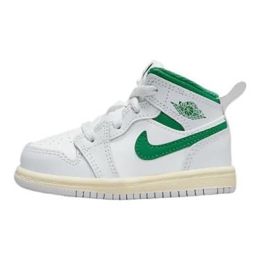 Imagem de Air Jordan Tênis infantil unissex Jordan 1 Mid Baby/Toddler Shoes, Summit Branco/Platina pura/Vela/Verde Pinheiro, 26 EU