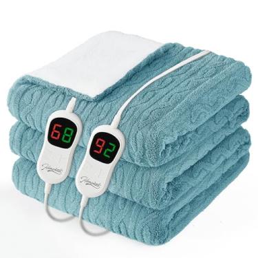 Imagem de Homemate Cobertor aquecido elétrico Queen – 213,4 cm x 228,6 cm Cobertores de cama de aquecimento com 10 níveis de aquecimento, 8 horas, desligamento automático, aquecimento rápido, proteção