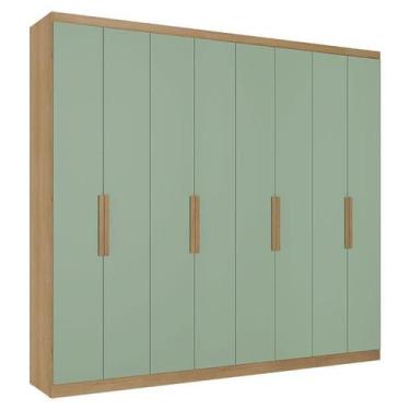 Imagem de Guarda Roupa Casal Milan 8 Portas Capuccino Menta Acetinado - THB - TH