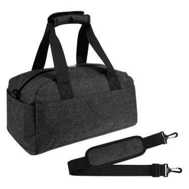 Imagem de Pequena bolsa de ginástica para mulheres e homens, 35,5 cm, de poliéster, com vários bolsos, mini bolsa de mão com alça de ombro, bolsa de mão pequena de fácil acesso, bolsa de ginástica pequena para