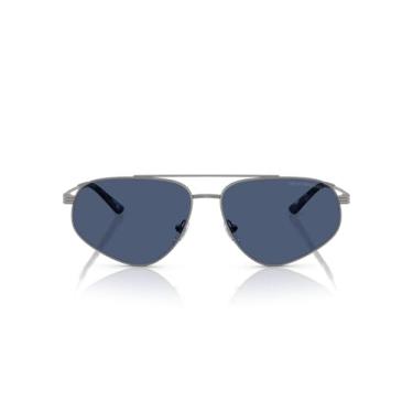 Imagem de Emporio Armani Óculos de sol masculino Ea2156 Aviator, Metálico fosco/azul escuro, 59 mm