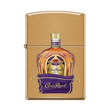 Imagem de Zippo Isqueiro -for Crown Royal Purple Bag Garrafa Latão Escovado Isqueiro À Prova de Vento #Z5349