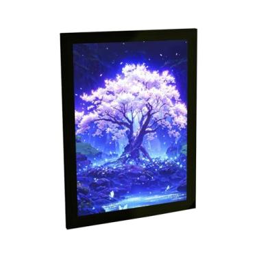 Imagem de Quadro Decorativo Arvore Cerejeira Iluminada Ilustração Anime Decoração Poster Quarto Sala