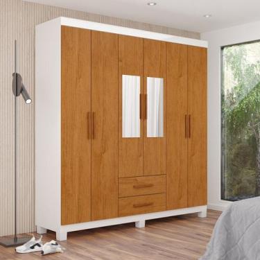 Imagem de Guarda-roupa 6 Portas 2 Gavetas com Espelho e Pés Aurora - Carioca Móv