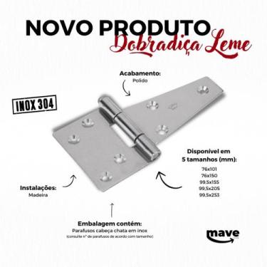 Imagem de KIT 3 Dobradiças Leme Triangulo Reforçada em Aço Inox p/ Porteira Port