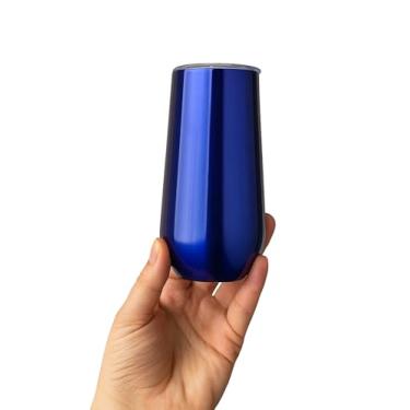 Imagem de Kit 10 Copos Taça Champanhe Vinho Espumante Drink 180ml Aço Inox Luxo (AZUL)