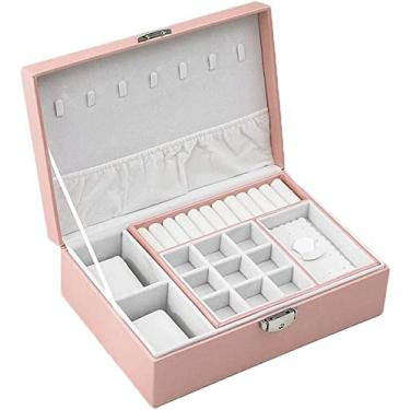 Imagem de Organizador de joias Caixa de joias Caixa de joias de grande capacidade Caixa de armazenamento de joias com cabides de colar Caixa organizadora com fechadura Vitrine Estojo de joias Armazenamento de e