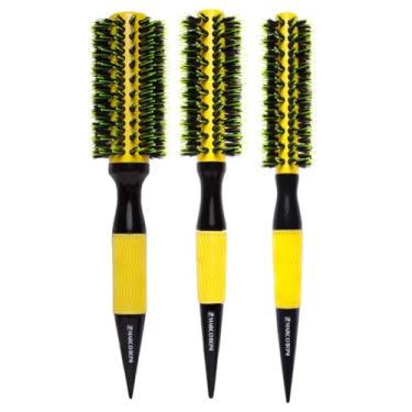 Imagem de Kit 3 Escova De Cabelo Profissional Marco Boni Térmica Em Cerâmica Com Cerdas Duplas De Javali