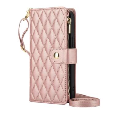 Imagem de LYJSMGZ Capa flip para Iphone17pro Max/17/17Pro/17Air, com 6 compartimentos para cartão e suporte oculto cordão destacável 360° capa protetora de corpo inteiro, rosa, 17Pro