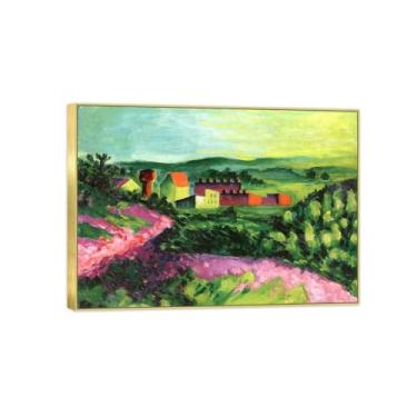 Imagem de BMZFYBS Arte de parede em tela reprodução de pintura famosa - imagens de moldura dourada para sala de estar - paisagem 3 - pôster e impressões 50 x 70 cm 20 x 27 pol