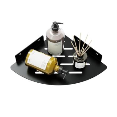 Imagem de Prateleira de canto de metal, prateleiras flutuantes para prateleiras de banheiro montadas na parede, organizador de armazenamento para banheiro, dormitório e cozinha, preto 12 x 8,6 polegadas (31 x
