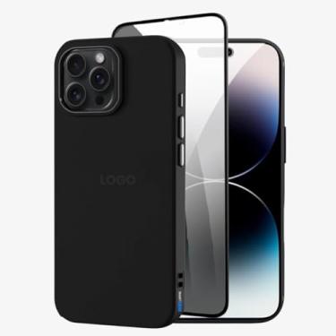 Imagem de Kit Capa Capinha Case Proteção Premium Preta Anti Impactos + Película de Privacidade (iPhone 14 Pro)