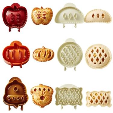 Imagem de Moldes para mini tortas de Natal, prensa e cortador para assar maçã, abóbora, flocos de neve, bolota, para festas de Halloween e Natal (6 peças-B)