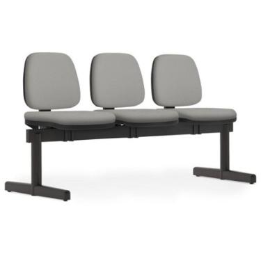 Imagem de Cadeira Longarina 3 Lugares Recepção Sala de Espera Work F02 Crepe Cinza - Lyam Decor