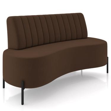 Imagem de Sofá Chaise 2 Lugares Sala Living 135cm Pés Industrial Cayman K01 Veludo Marrom - Lyam Decor