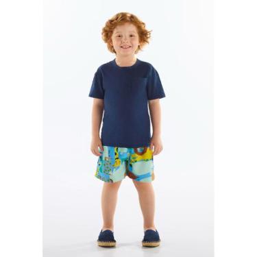 Imagem de Conjunto Infantil Camiseta e Short Up Baby, Azul, 3