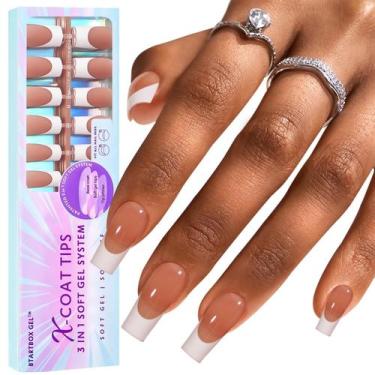 Imagem de French Tip Nails Bartbox Nails XCOATTIPS Long Square Brown - BTARTBOXN
