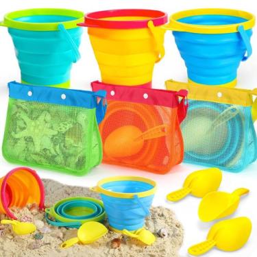 Imagem de Balde de areia dobrável Beach Toy Life com bolsas de concha