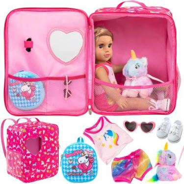Imagem de Conjunto de porta-bolsas para bonecas K.T.Fancy, 7 peças com roupas e 