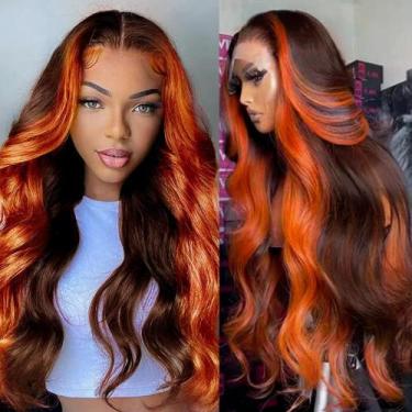 Imagem de Perucas frontais de renda Grace Queen 12A Ginger Orange Body Wave