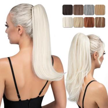 Imagem de Extensão de rabo de cavalo youngways White Blonde 45 cm para mulheres