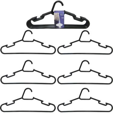 Imagem de Cabide Roupa Acrilico Heavy Cava Preto 6 Pecas 42X18Cm 8Mm