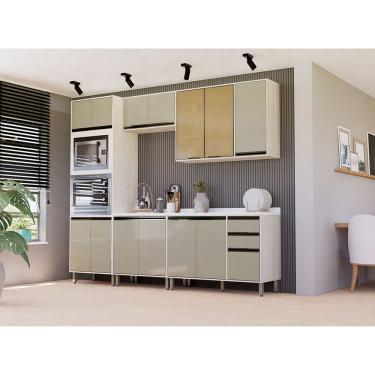 Imagem de Cozinha Modulada Compacta 5 Peças Com Tampo Linea Luciane Mó Pátina Ff-mocca Laca