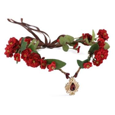Imagem de Bandana Flower Crown MOSTORY Red Rose Fairy para mulheres