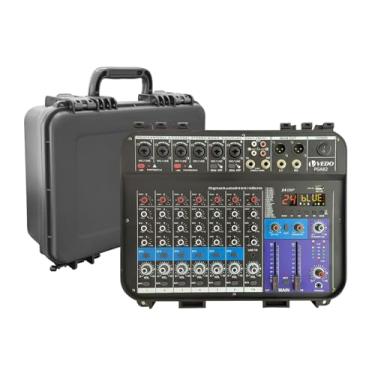Imagem de VEDO Mixer de áudio profissional portátil de 8 canais com dois amplificadores de 150 W, Bluetooth 5.0, fonte de alimentação de 48 V e porta USB para PC/MP3 para apresentações ao vivo e conferências